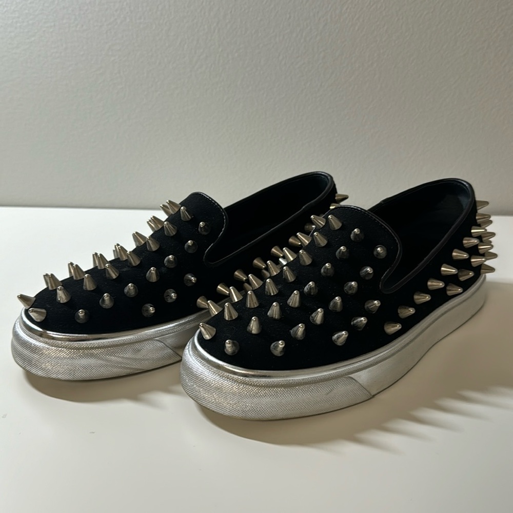 Giuseppe Zanotti “London Moc Donna Camoscio” Spike 37- slip on velvet  sneakers